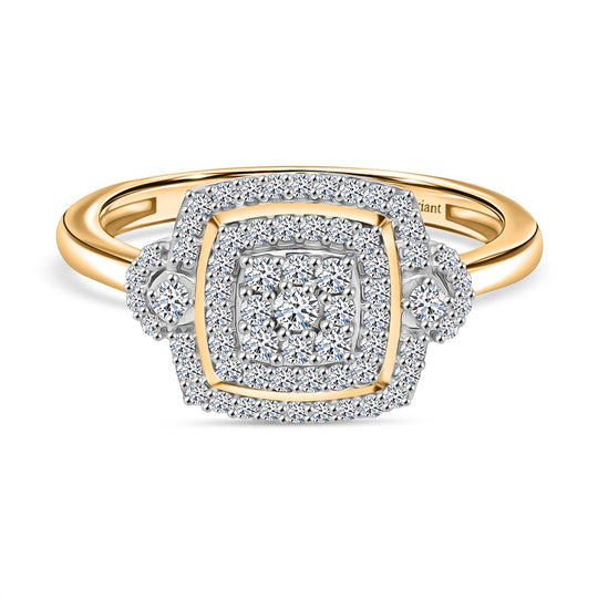 LUXURIANT DIAMOND - Lab Grown Diamant SI-GH SGL zertifiziert Ring 925 Silber 750 Gelbgold Vermeil (Größe 21.00) ca. 0.50 ct