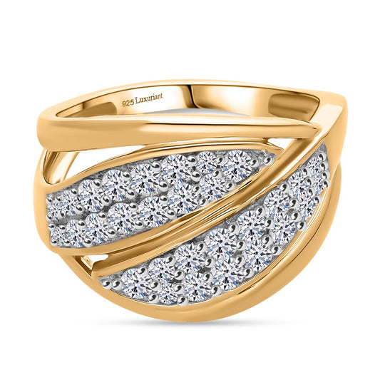 LUXURIANT DIAMOND -Lab Grown Diamant SI-GH Ring 925 Silber 750 Gelbgold Vermeil (Größe 19.00) ca. 1.00 ct