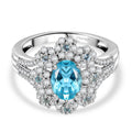 Djoy AAA Betroka Blauer Apatit Ring 925 Silber rhodiniert (Größe 17.00) ca. 2.06 ct
