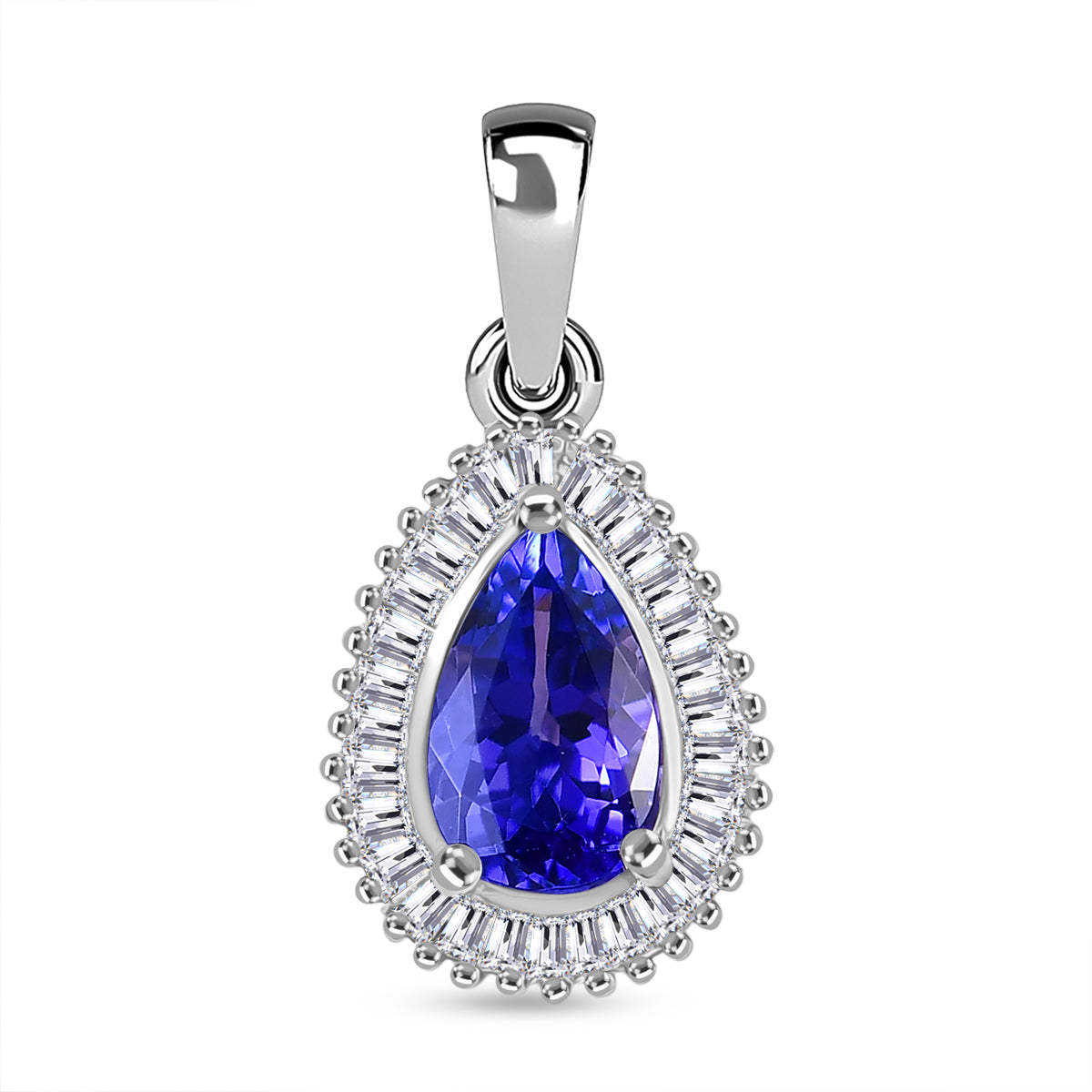 Rhapsody AAAA Tansanit, Weißer Diamant Anhänger 950 Platin ca. 1.17 ct