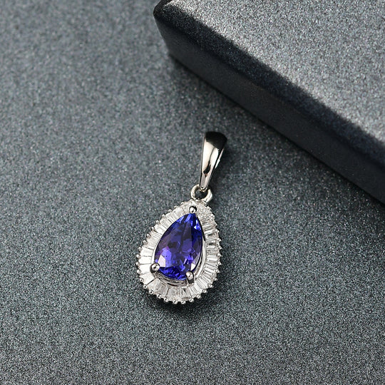 Rhapsody AAAA Tansanit, Weißer Diamant Anhänger 950 Platin ca. 1.17 ct