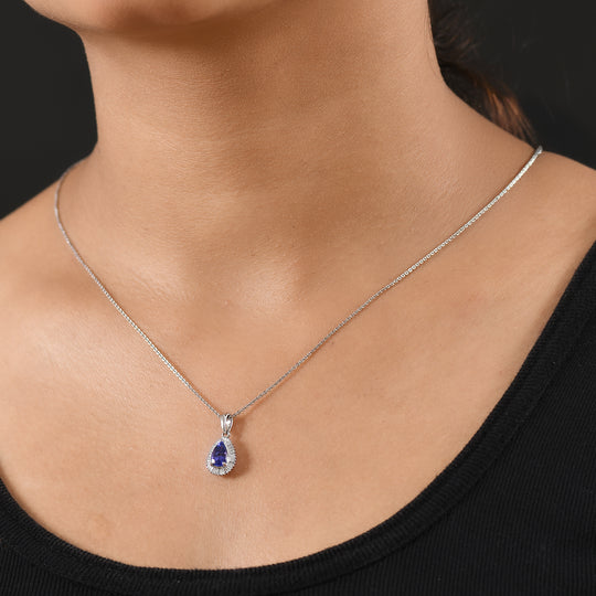 Rhapsody AAAA Tansanit, Weißer Diamant Anhänger 950 Platin ca. 1.17 ct