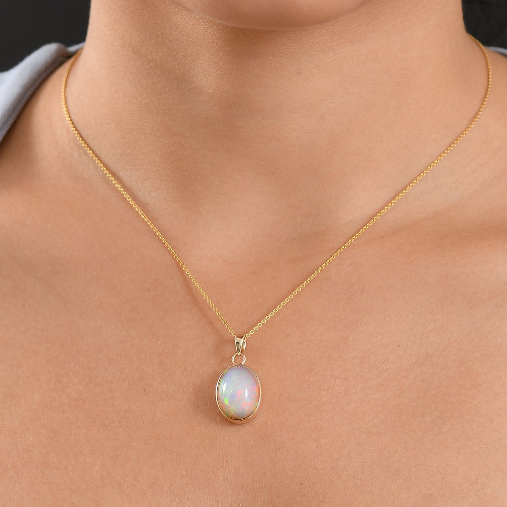 AAA Natürlicher, äthiopischer Welo Opal Anhänger 585 Gold ca. 6.80 ct