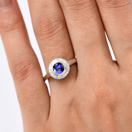 Rhapsody AAAA Tansanit, Weißer Diamant Ring 950 Platin (Größe 18.00) ca. 1.05 ct
