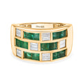 D Joy Socoto Smaragd, Moissanit Ring 925 Silber 750 Gelbgold Vermeil (Größe 18.00) ca. 2.71 ct