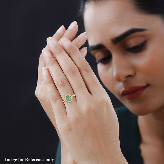 LUXORO AAA Kagem Sambischer Smaragd, Weißer Diamant Ring 585 Gold (Größe 19.00) ca. 2,18 ct