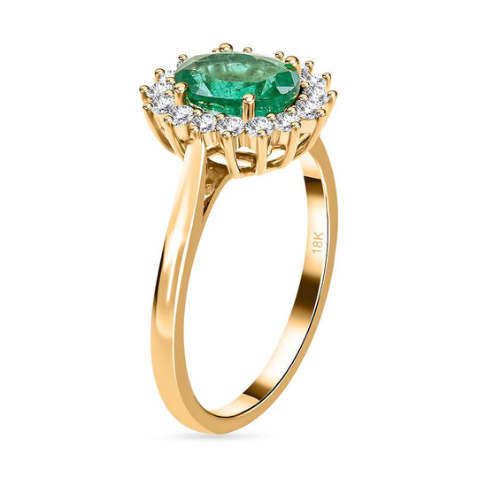 LUXORO AAA Kagem Sambischer Smaragd, Weißer Diamant Ring 585 Gold (Größe 19.00) ca. 2,18 ct