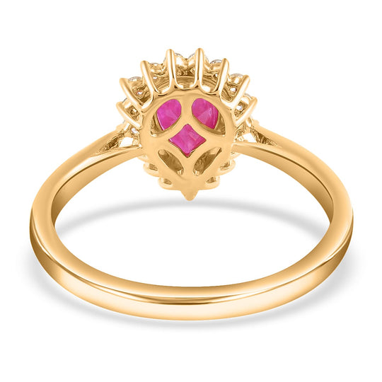 LUXORO AAA Natürlicher Mosambik-Rubin, Weißer Diamant Ring 585 Gold (Größe 20.00) ca. 1,38 ct