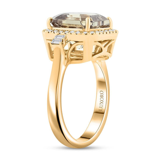 LUXORO AAA Turkizit, Weißer Diamant Ring 585 Gold (Größe 16.50) ca. 5,96 ct