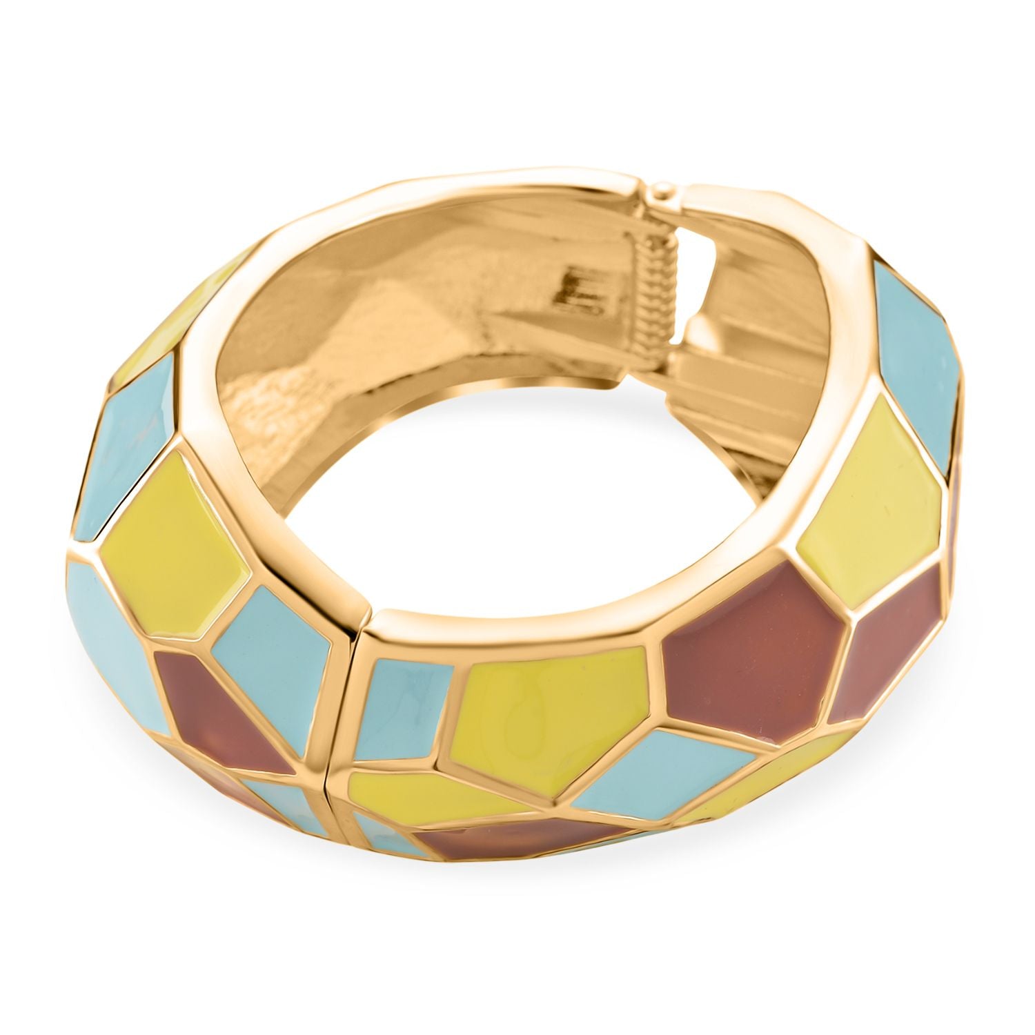 Emaille-Armreif im Facetten-Design, ca. 18 cm, Beige