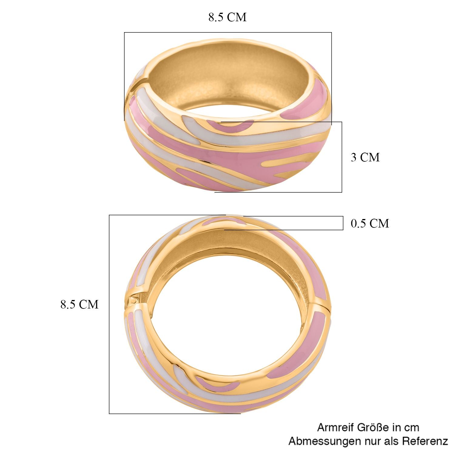 Emaille-Armreif im Wellen-Design, ca. 18 cm, Rosa