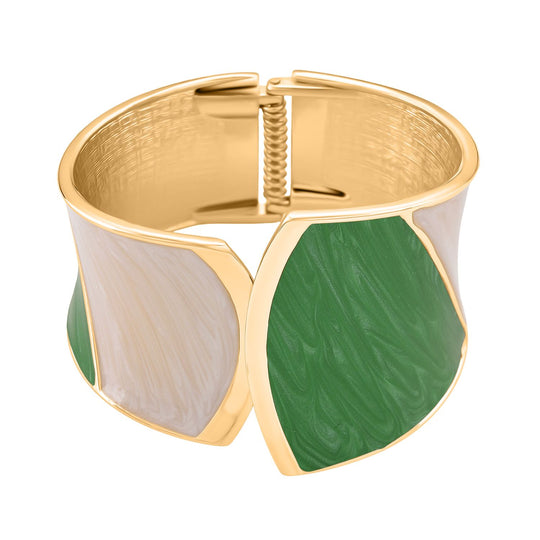 Emaille-Armreif im Colorblock-Design, ca. 17 cm, Braun-Grau