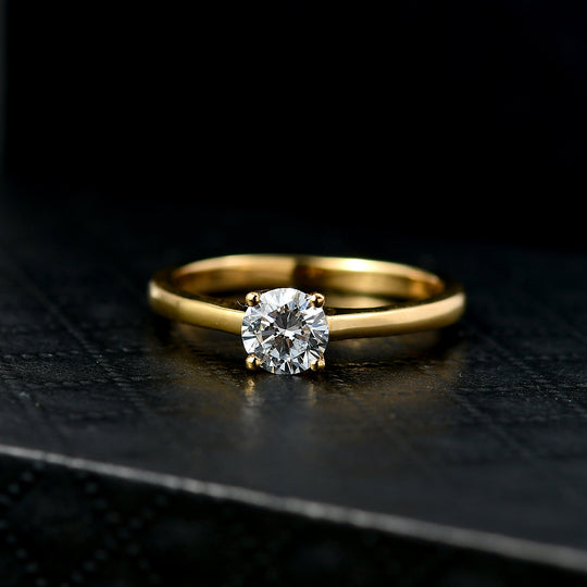 LUXURIANT DIAMOND - Lab Grown Diamant VS-EF SGL zertifiziert Ring, 925 Silber 750 Gelbgold Vermeil (Größe 18.00) ca. 0.50 ct