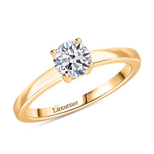 LUXURIANT DIAMOND - Lab Grown Diamant VS-EF SGL zertifiziert Ring, 925 Silber 750 Gelbgold Vermeil (Größe 18.00) ca. 0.50 ct