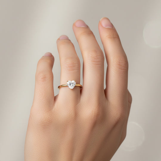 LUXURIANT DIAMOND - Lab Grown Diamant VS-EF SGL zertifiziert Ring, 925 Silber 750 Gelbgold Vermeil (Größe 19.00) ca. 0.50 ct