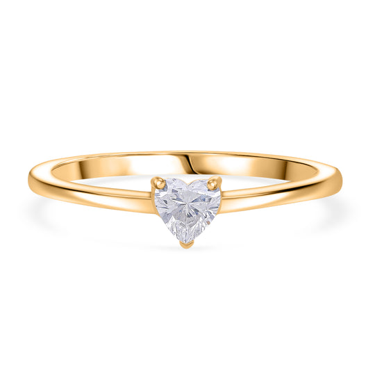 LUXURIANT DIAMOND - Lab Grown Diamant VS-EF SGL zertifiziert Ring, 925 Silber 750 Gelbgold Vermeil (Größe 19.00) ca. 0.50 ct