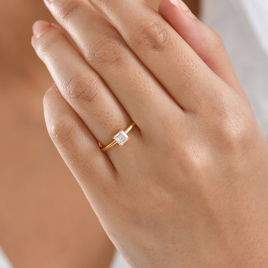LUXURIANT DIAMOND - Lab Grown Diamant VS-EF SGL zertifiziert Ring, 925 Silber 750 Gelbgold Vermeil (Größe 17.00) ca. 0,50 ct