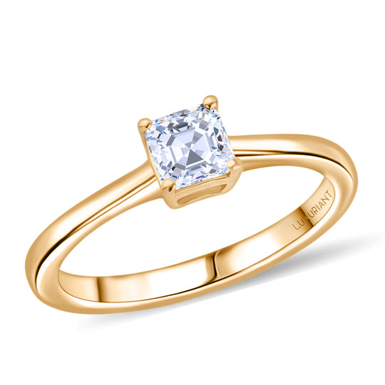 LUXURIANT DIAMOND - Lab Grown Diamant VS-EF SGL zertifiziert Ring, 925 Silber 750 Gelbgold Vermeil (Größe 17.00) ca. 0,50 ct