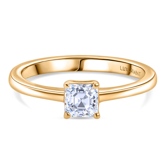 LUXURIANT DIAMOND - Lab Grown Diamant VS-EF SGL zertifiziert Ring, 925 Silber 750 Gelbgold Vermeil (Größe 17.00) ca. 0,50 ct
