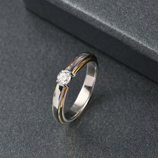 LUXURIANT DIAMOND -Lab Grown Diamant SI-GH SGL zertifiziert Ring, 925 Silber Rhodiniert und 750 Gelbgold Vermeil (Größe 17.00) ca. 0.50 ct