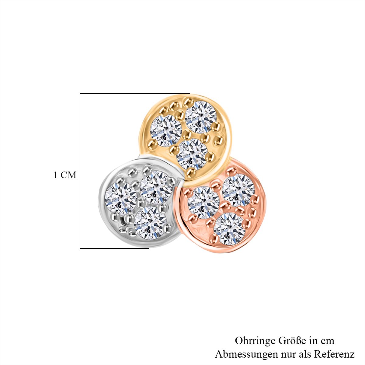 LUXURIANT DIAMOND -Lab Grown Diamant SI-GH Ohrringe, 925 Silber rhodiniert, 750 Gelbgold Vermeil und 750 Roségold Vermeil ca. 0.50 ct