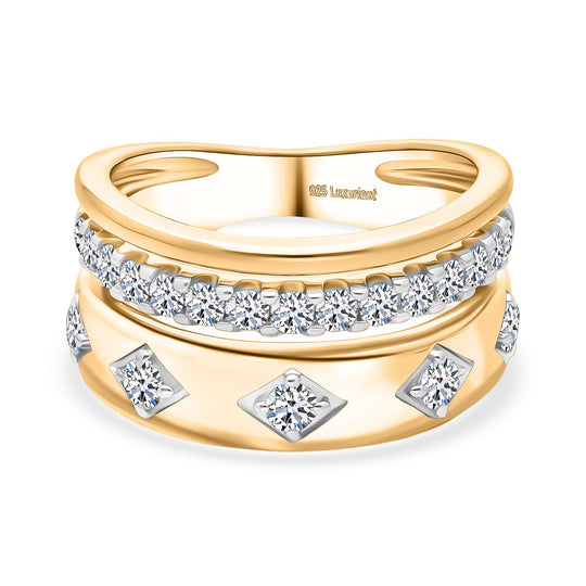 LUXURIANT DIAMOND -Lab Grown Diamant SI-GH Ring 925 Silber 750 Gelbgold Vermeil (Größe 18.00) ca. 1.00 ct