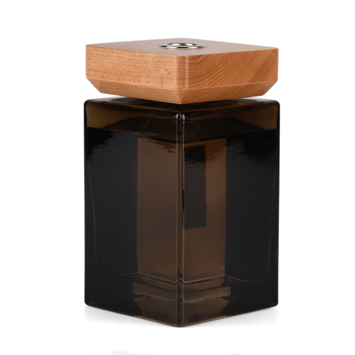LIVMORE Home Fragrance Kollektion - Raumduft Diffuser, 500ml, Teeglas braun mit Holzdeckel und 8 Stäbchen, Duft Granatapfel-Rose, 8.3x8,3x14,5cm