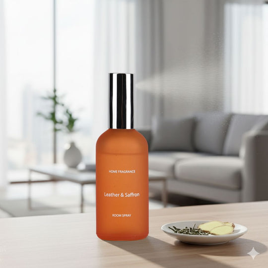LIVMORE Home Fragrance Kollektion - Raumspray, Leder-Safran, 100ml, Orange