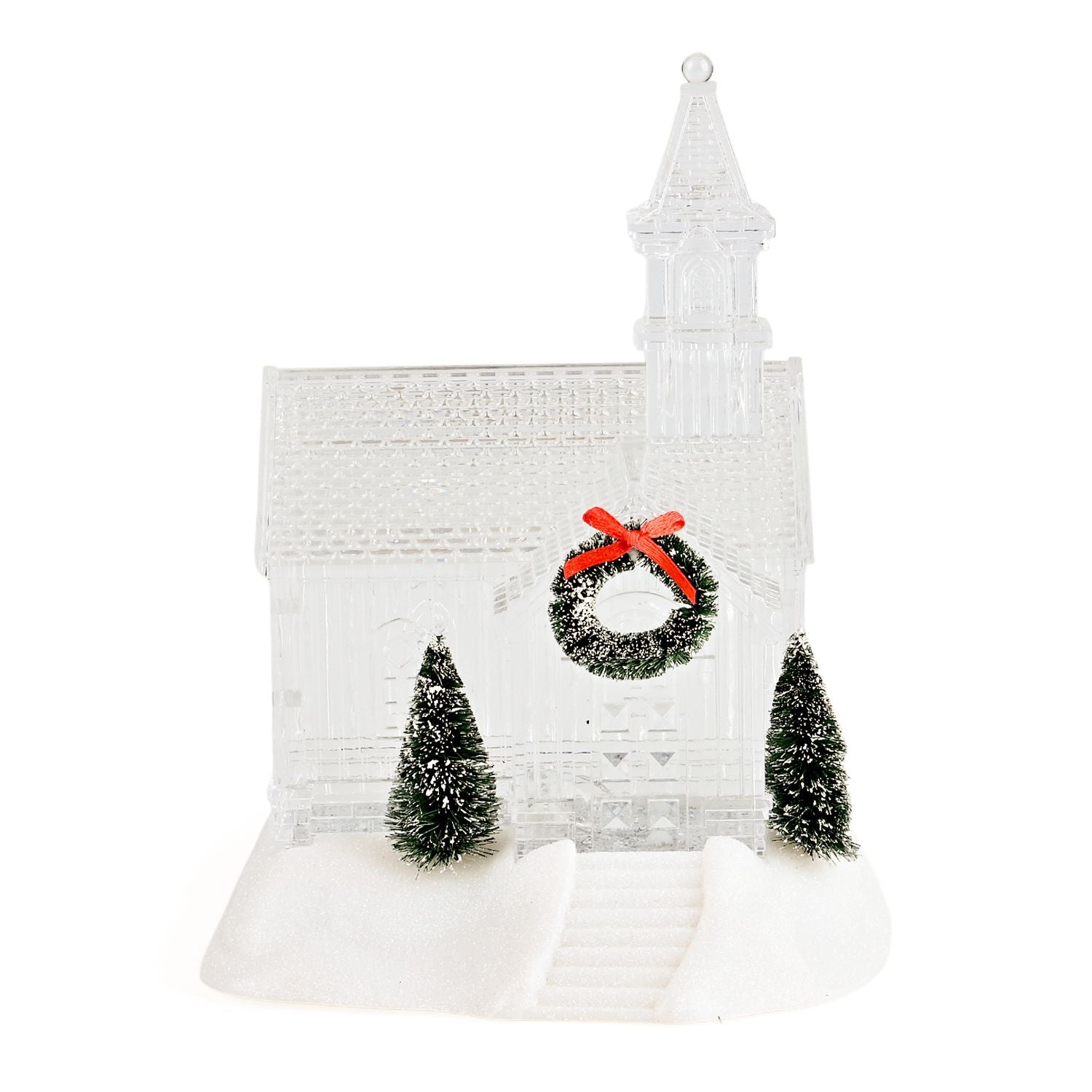 Weihnachts Deko Wasser Lampe Kirche, warmweißes LED, Musikfunktion, 17.2 x 14 x 23 cm, Transparent, Batteriebetrieb 3 x AAA nicht enthalten