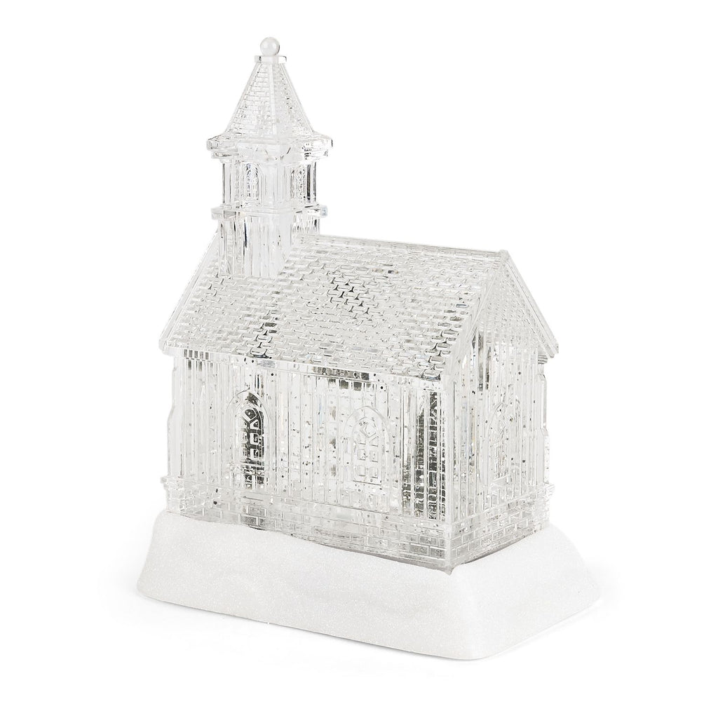 Weihnachts Deko Wasser Lampe Kirche, warmweißes LED, Musikfunktion, 17.2 x 14 x 23 cm, Transparent, Batteriebetrieb 3 x AAA nicht enthalten