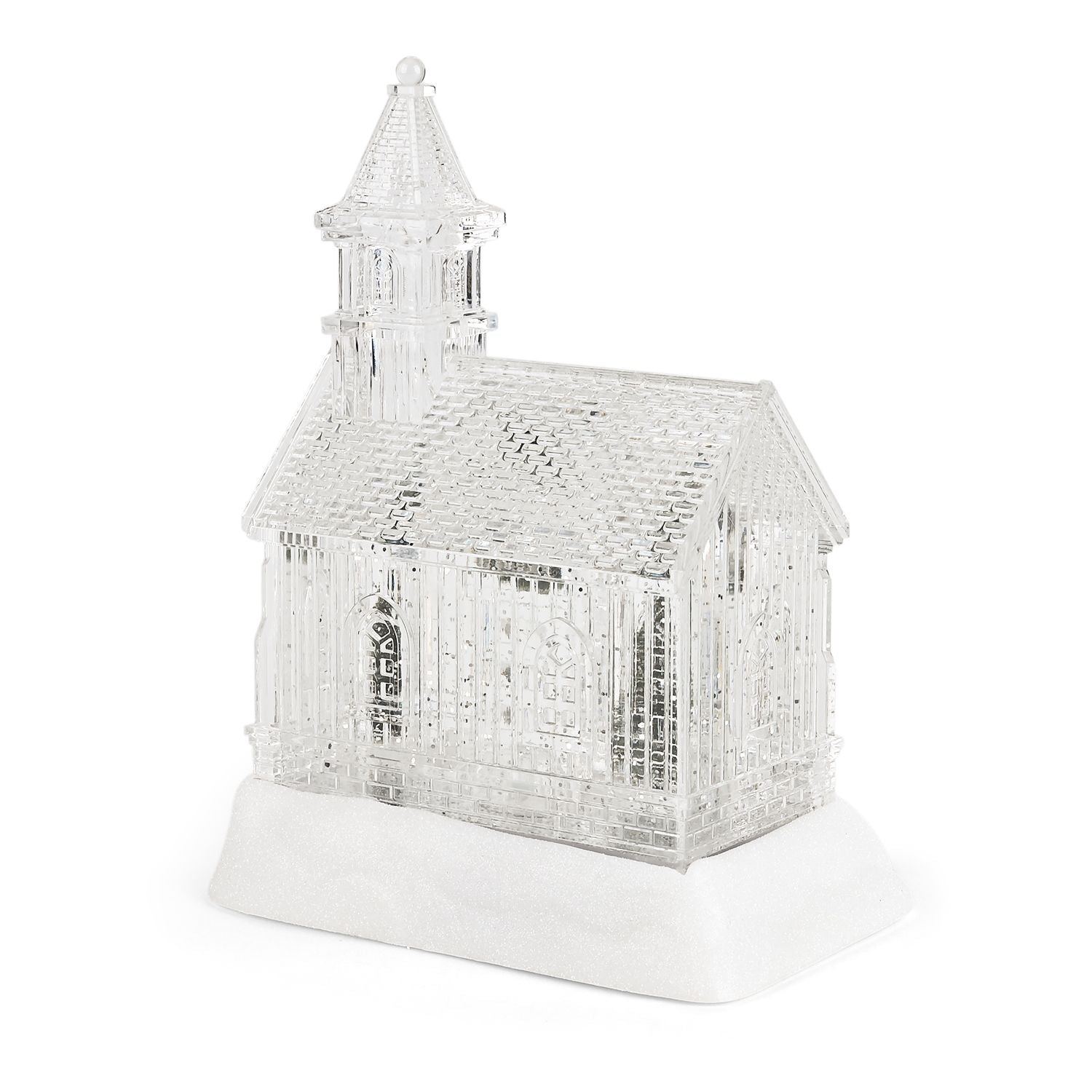 Weihnachts Deko Wasser Lampe Kirche, warmweißes LED, Musikfunktion, 17.2 x 14 x 23 cm, Transparent, Batteriebetrieb 3 x AAA nicht enthalten