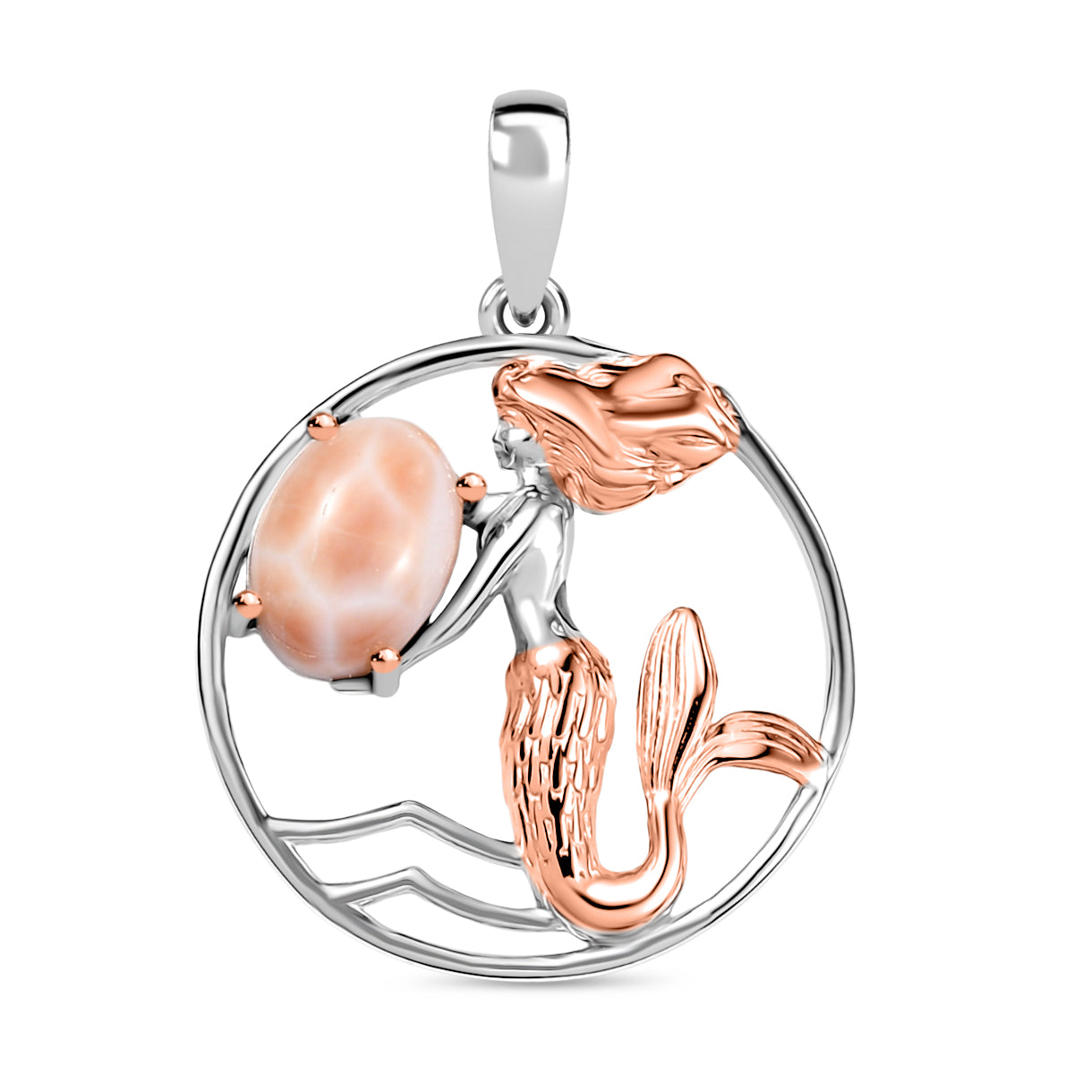 D’joy AA Natrolith Anhänger 925 Silber Überlagerung aus Roségold und Platin ca. 1.16 ct