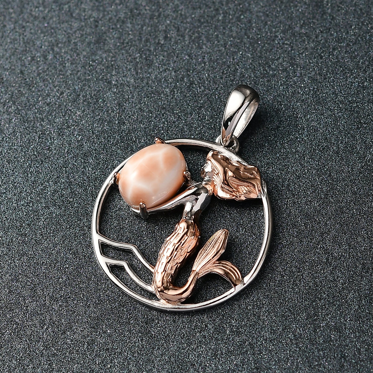 D’joy AA Natrolith Anhänger 925 Silber Überlagerung aus Roségold und Platin ca. 1.16 ct
