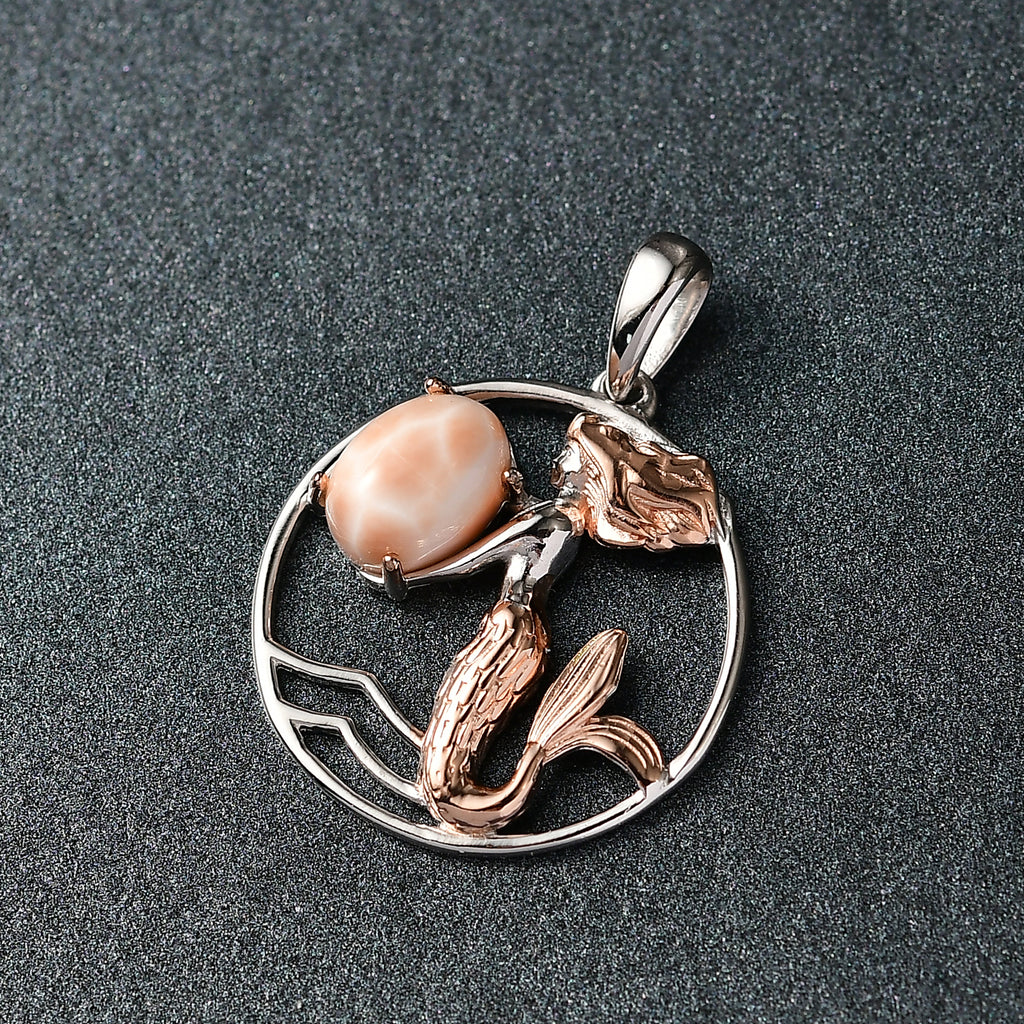 D’joy AA Natrolith Anhänger 925 Silber Überlagerung aus Roségold und Platin ca. 1.16 ct