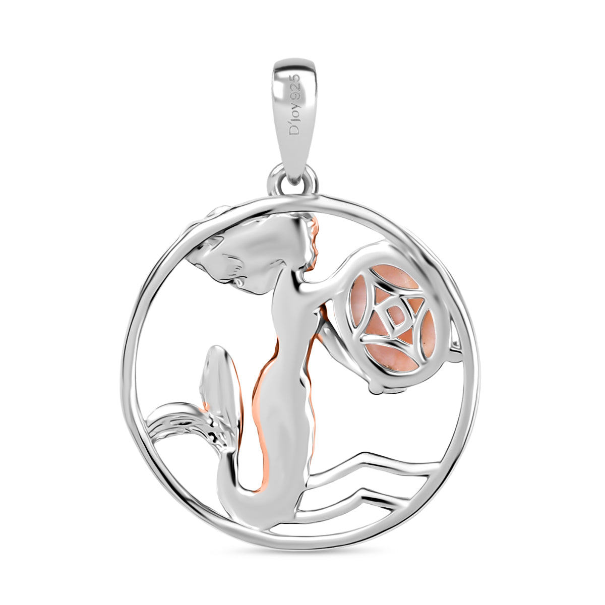 D’joy AA Natrolith Anhänger 925 Silber Überlagerung aus Roségold und Platin ca. 1.16 ct