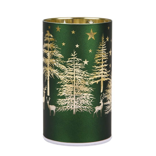 Wintertraum-Kollektion - LED-Tischlampe mit Drehfunktion, Rentier- und Tannenbaum-Motiv, Rot