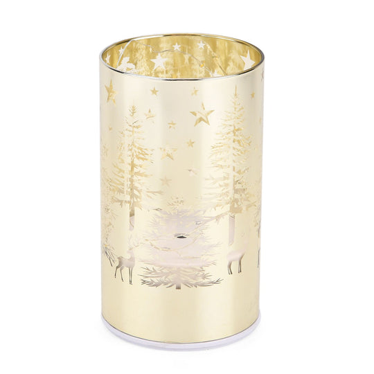 Wintertraum-Kollektion - LED-Tischlampe mit Drehfunktion, Rentier- und Tannenbaum-Motiv, Rot