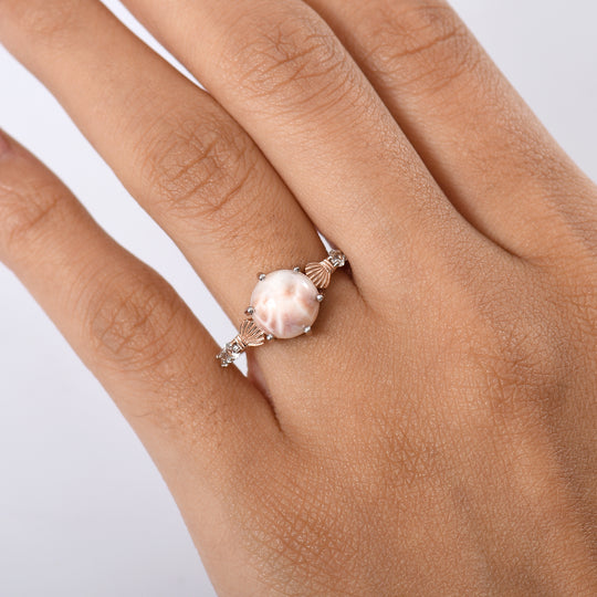 Djoy AA Natrolith, Weißer Zirkon Ring 925 Silber Überlagerung aus Roségold und Platin (Größe 21.00) ca. 2.96 ct