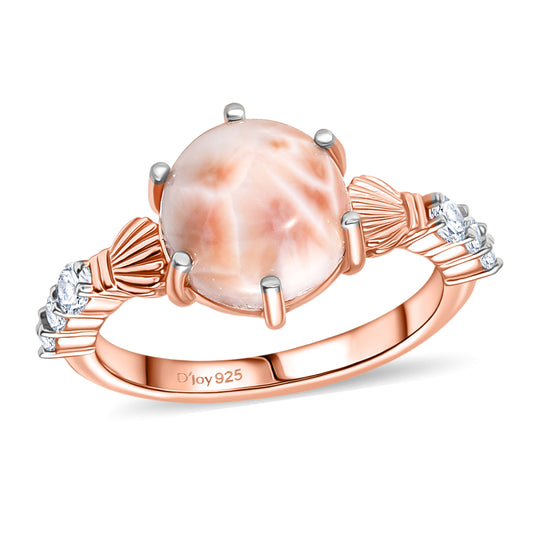 Djoy AA Natrolith, Weißer Zirkon Ring 925 Silber Überlagerung aus Roségold und Platin (Größe 21.00) ca. 2.96 ct