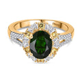 D'Joy Natürlicher Chromdiopsid, Gelber Saphir Ring 925 Silber 750 Gelbgold Vermeil (Größe 20.00) ca. 2,52 ct