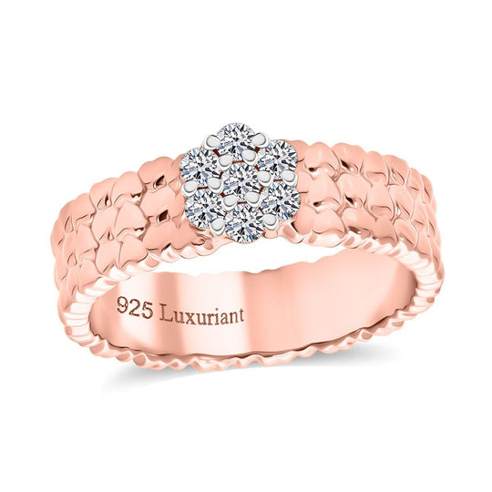 LUXURIANT DIAMOND - Lab Grown Diamant SI-GH SGL zertifiziert Ring 925 Silber 750 Gelbgold Vermeil (Größe 19.00) ca. 0.25 ct