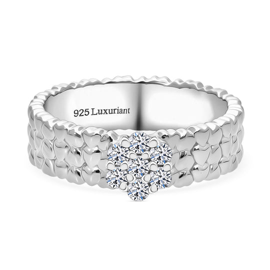 LUXURIANT DIAMOND - Lab Grown Diamant SI-GH SGL zertifiziert Ring 925 Silber 750 Gelbgold Vermeil (Größe 19.00) ca. 0.25 ct