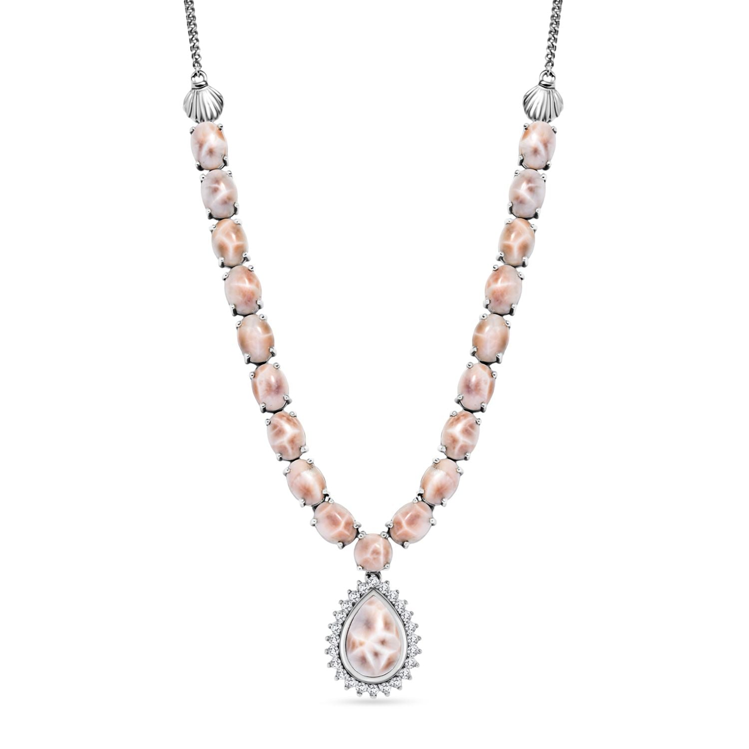 Djoy AA Natrolith Halskette ca. 45 cm 925 Silber rhodiniert ca. 26,39 ct.