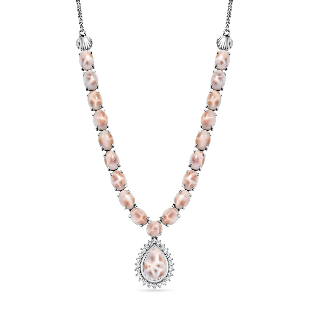 Djoy AA Natrolith Halskette ca. 45 cm 925 Silber rhodiniert ca. 26,39 ct.