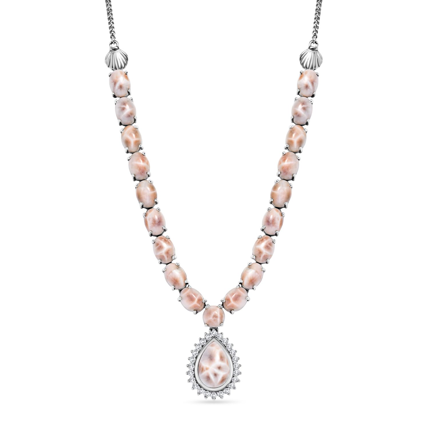 Djoy AA Natrolith Halskette ca. 45 cm 925 Silber rhodiniert ca. 26,39 ct.