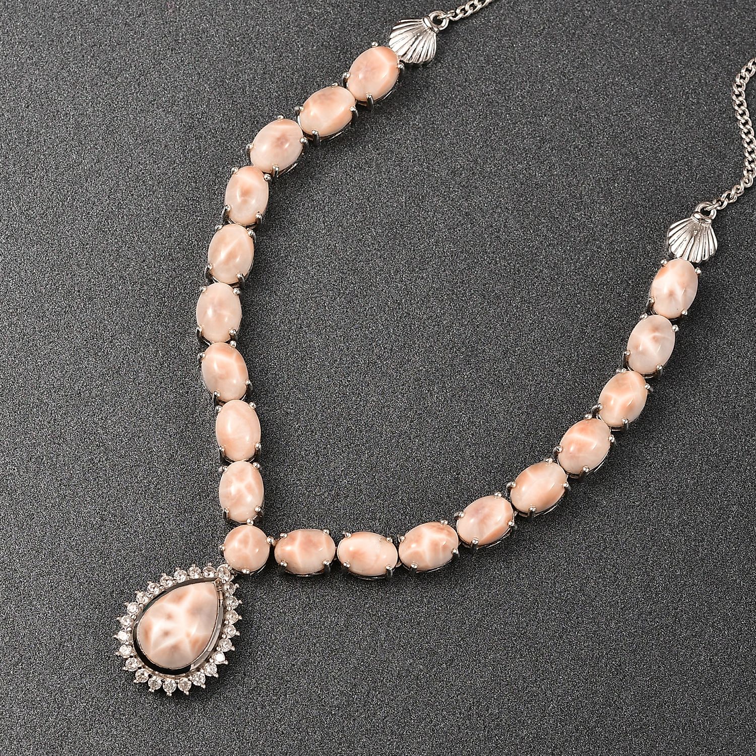 Djoy AA Natrolith Halskette ca. 45 cm 925 Silber rhodiniert ca. 26,39 ct.
