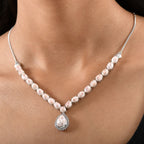 Djoy AA Natrolith Halskette ca. 45 cm 925 Silber rhodiniert ca. 26,39 ct.