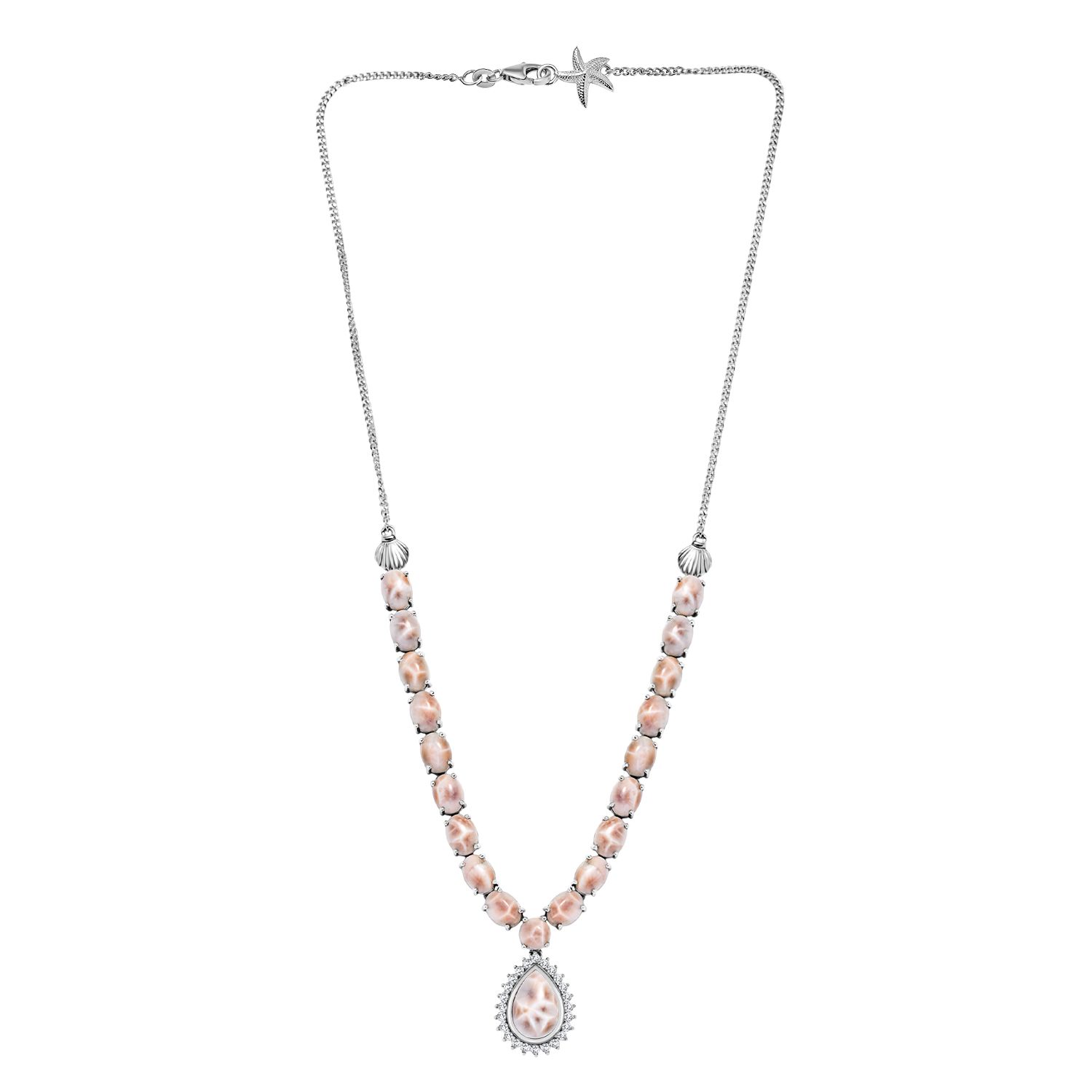 Djoy AA Natrolith Halskette ca. 45 cm 925 Silber rhodiniert ca. 26,39 ct.