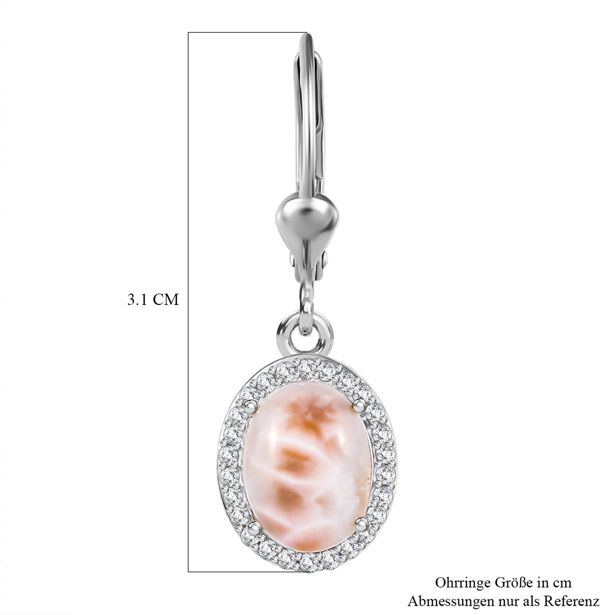 AA Natrolith, Weißer Zirkon Ohrringe 925 Silber rhodiniert ca. 4.13 ct