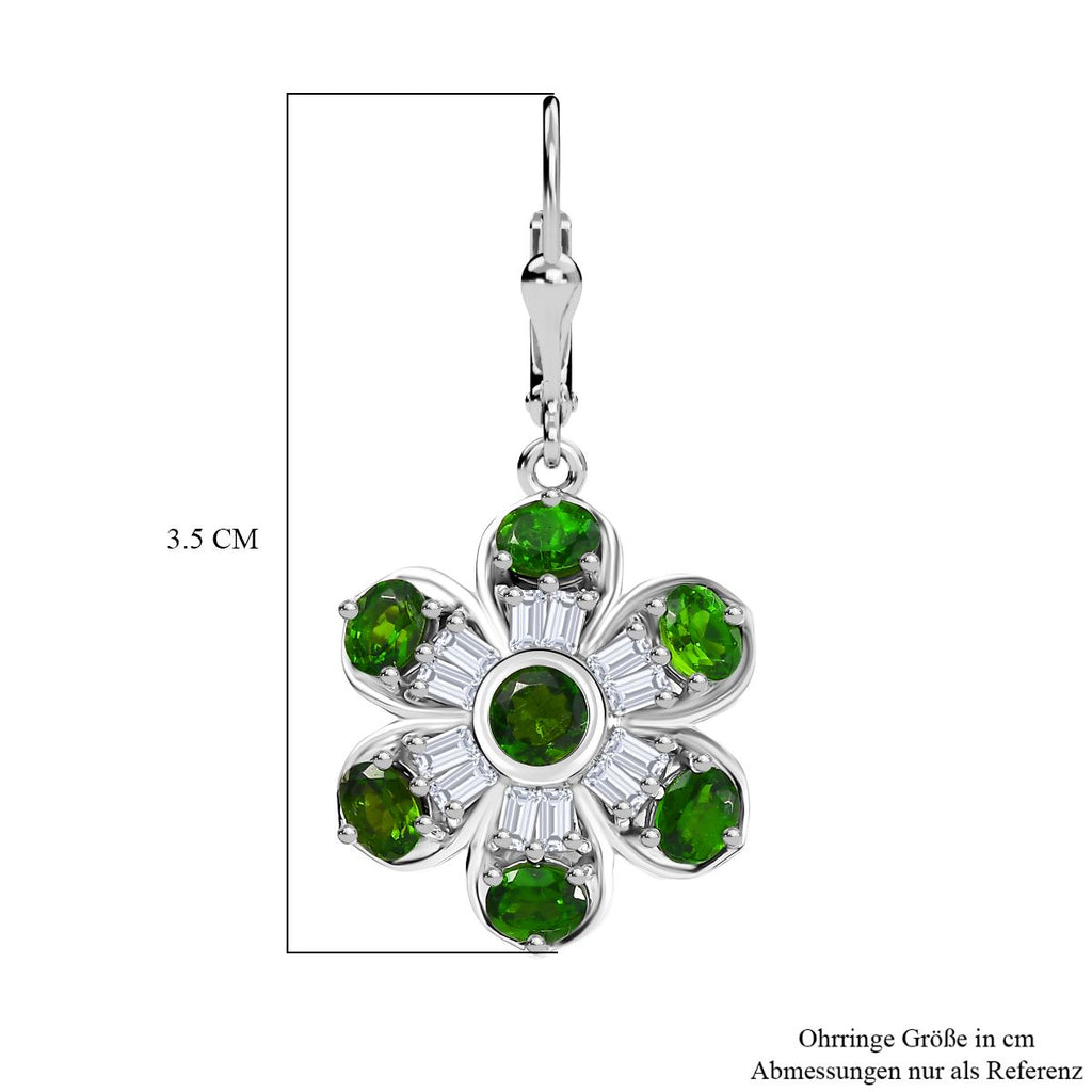Natürlicher Chromdiopsid Ohrringe 925 Silber rhodiniert ca. 3.65 ct